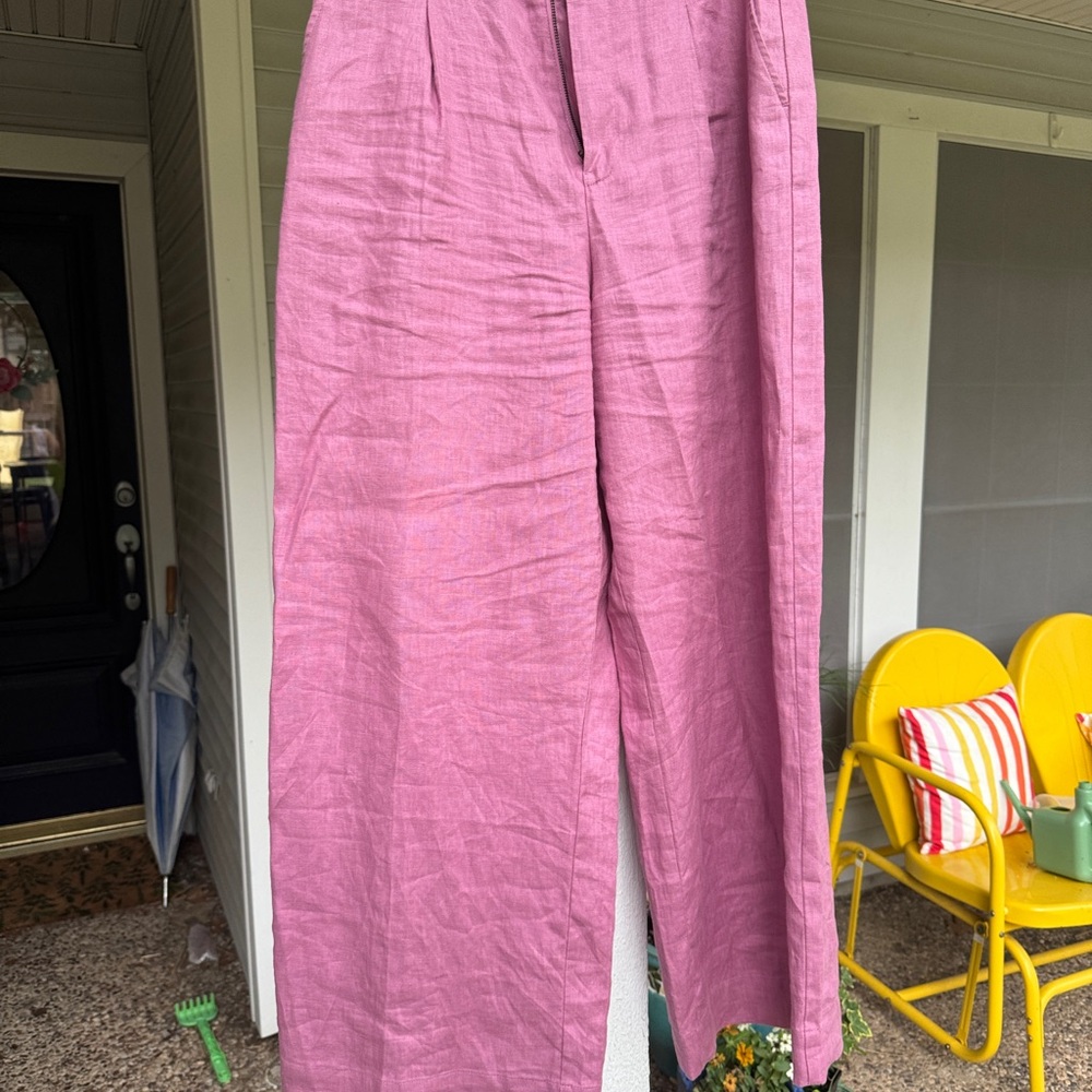 Harlow pants Shaded Pink 100% linen Madewell 10